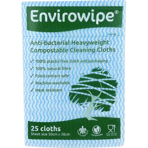Envirowipe Anti-bacterial Compostable Cleaning Cloths Blue 50x36cm  Single